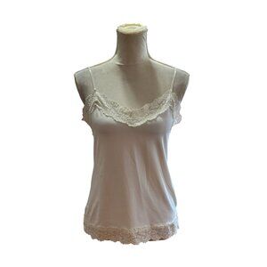 White House Black Market Lace Trim Cami Tank Top Y2K Office Siren Corp Core Sz M